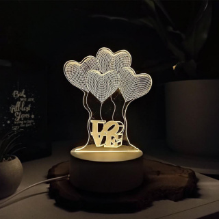 Lampă decorativă 3D - inimioare