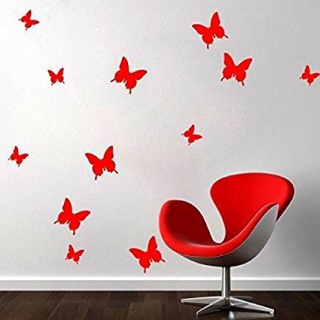 3D fluturi de perete - roșii