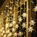 Atârnând fulgi de zăpadă lanț luminos - lumină caldă